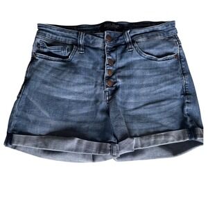 Judy Blue High Waist Button Fly Denim Shorts Medium Wash Cuffed Size 29
